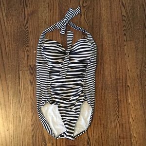 Black and White Striped Bathing Suit NWOT